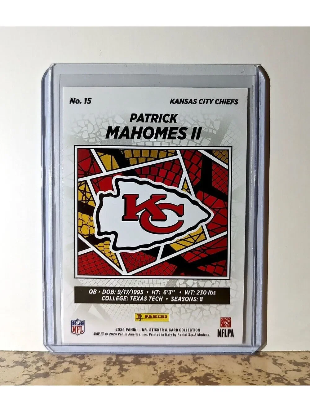 Patrick Mahomes II 2024 Panini NFL #15 Sticker Card Kansas City Chiefs
